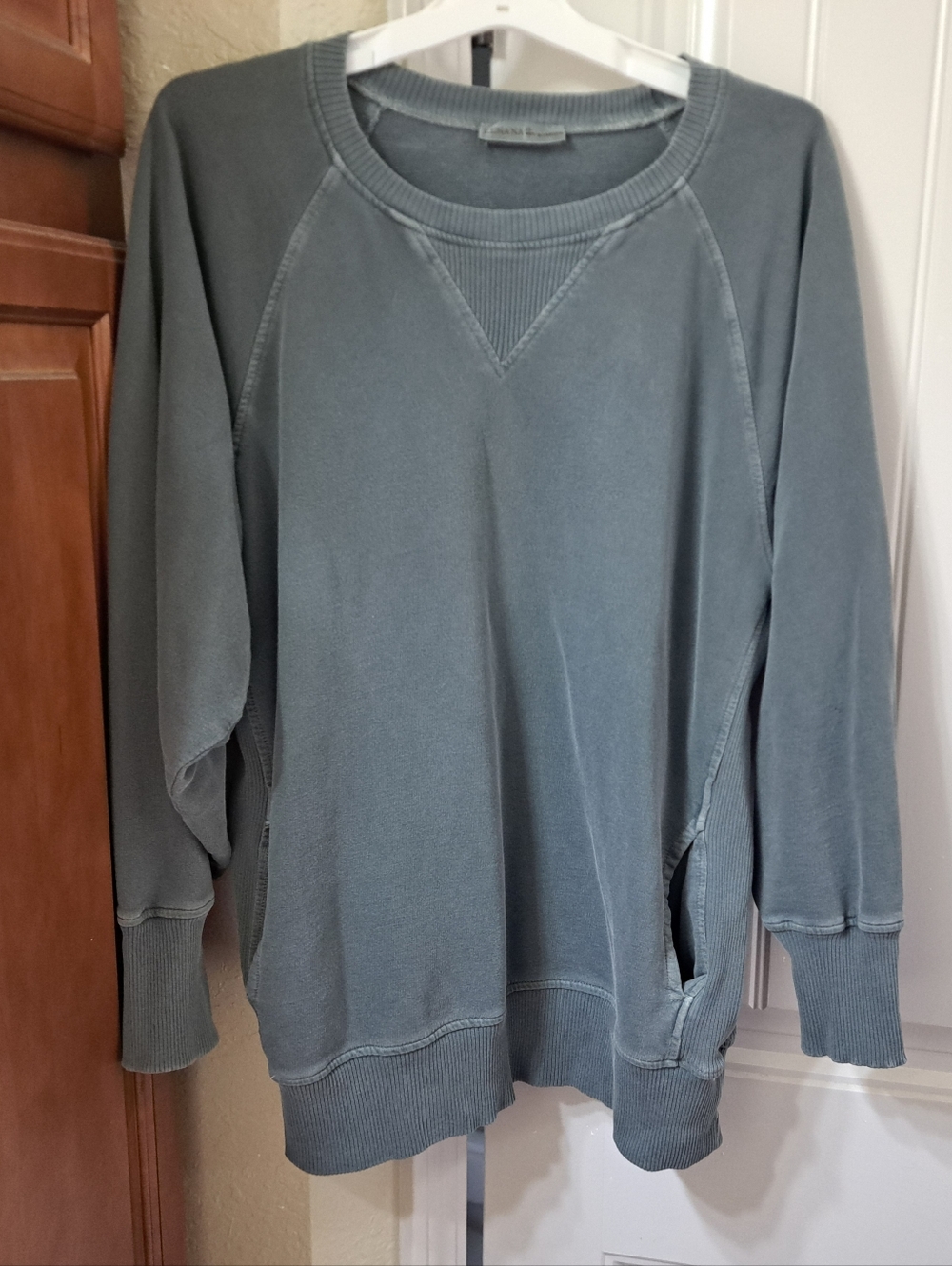 Women's Zenana Crewneck Sweatshirt In Slate Green Size 1X